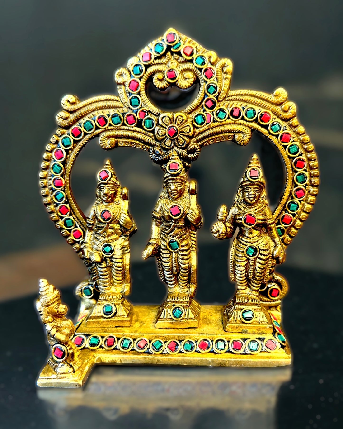 Brass Ram Darbar with Stone Work - 6 inches