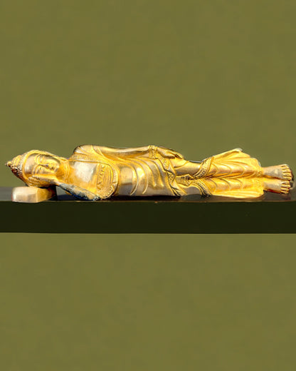 Sleeping Buddha Idol in Brass - 10 inches