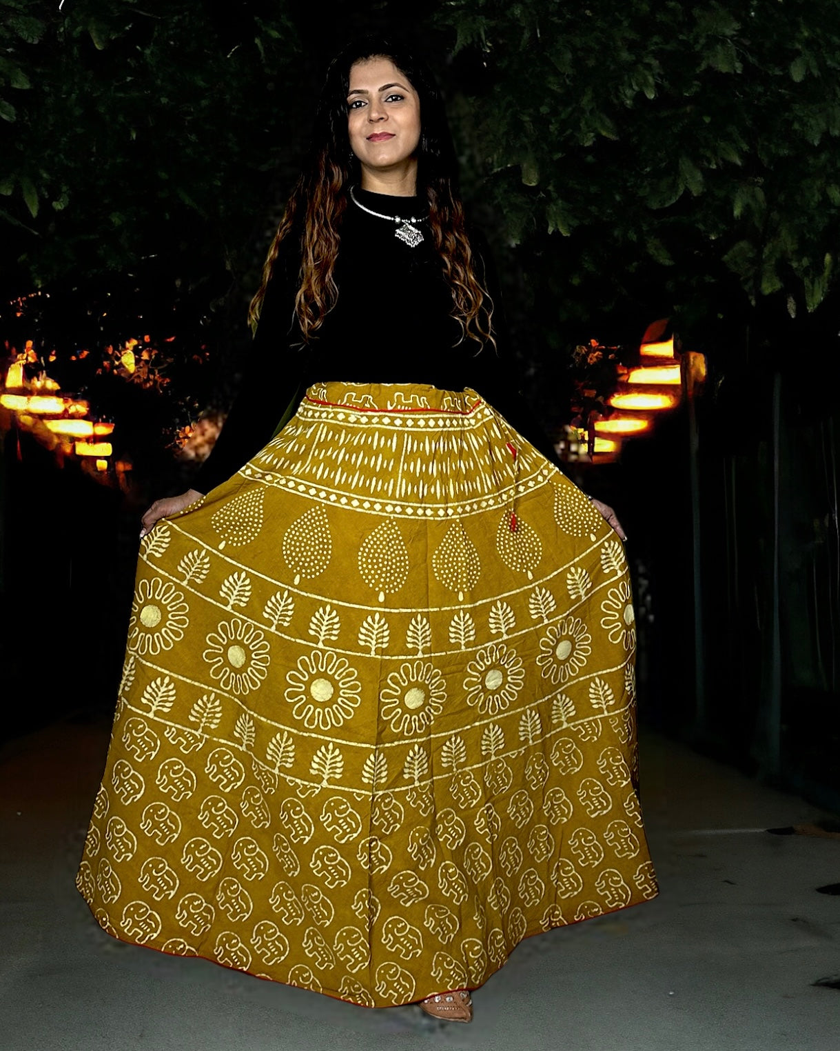 Handblock Cotton Long Skirt