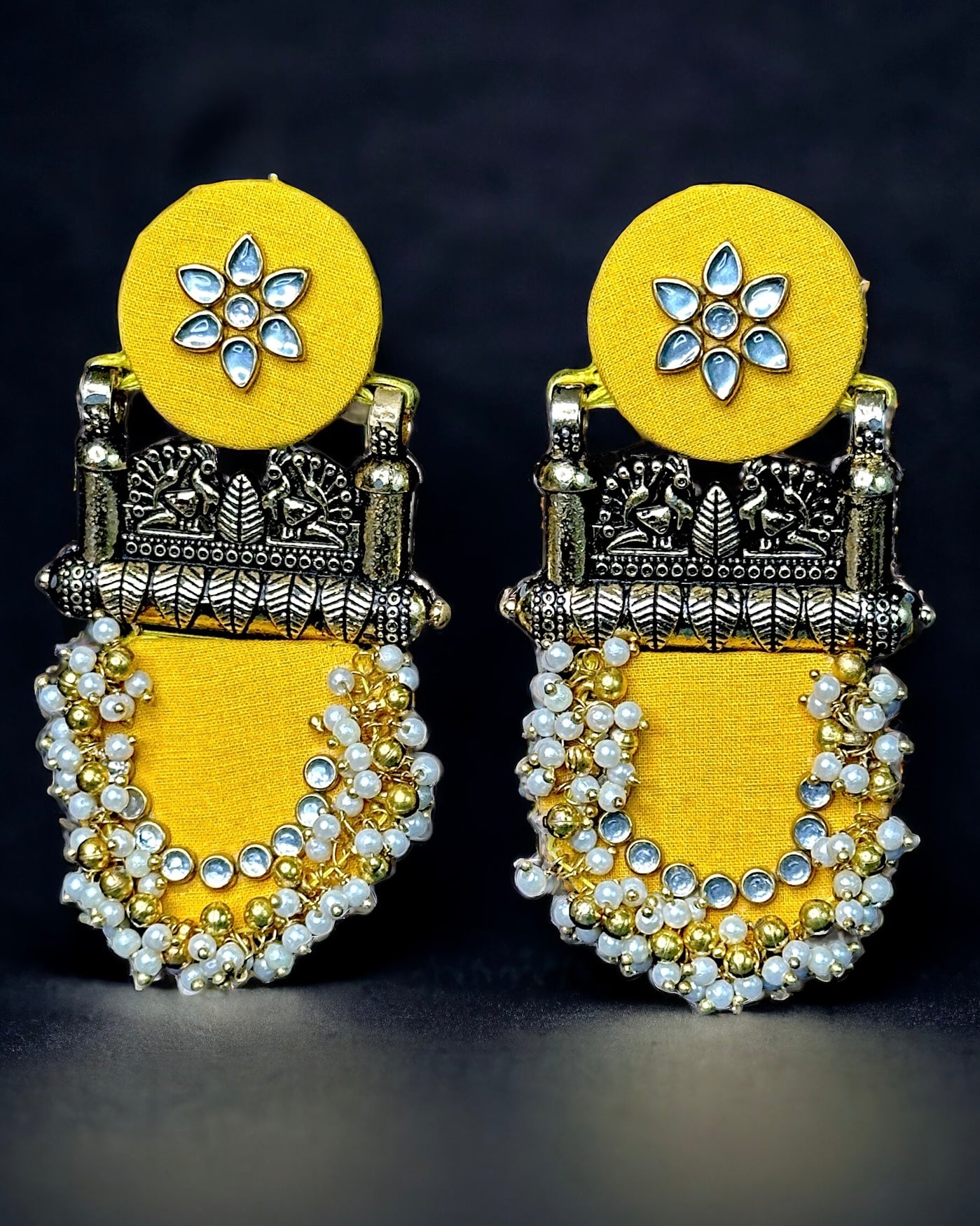 Fabric Handmade Jewellery - Kundan and Pearl Work