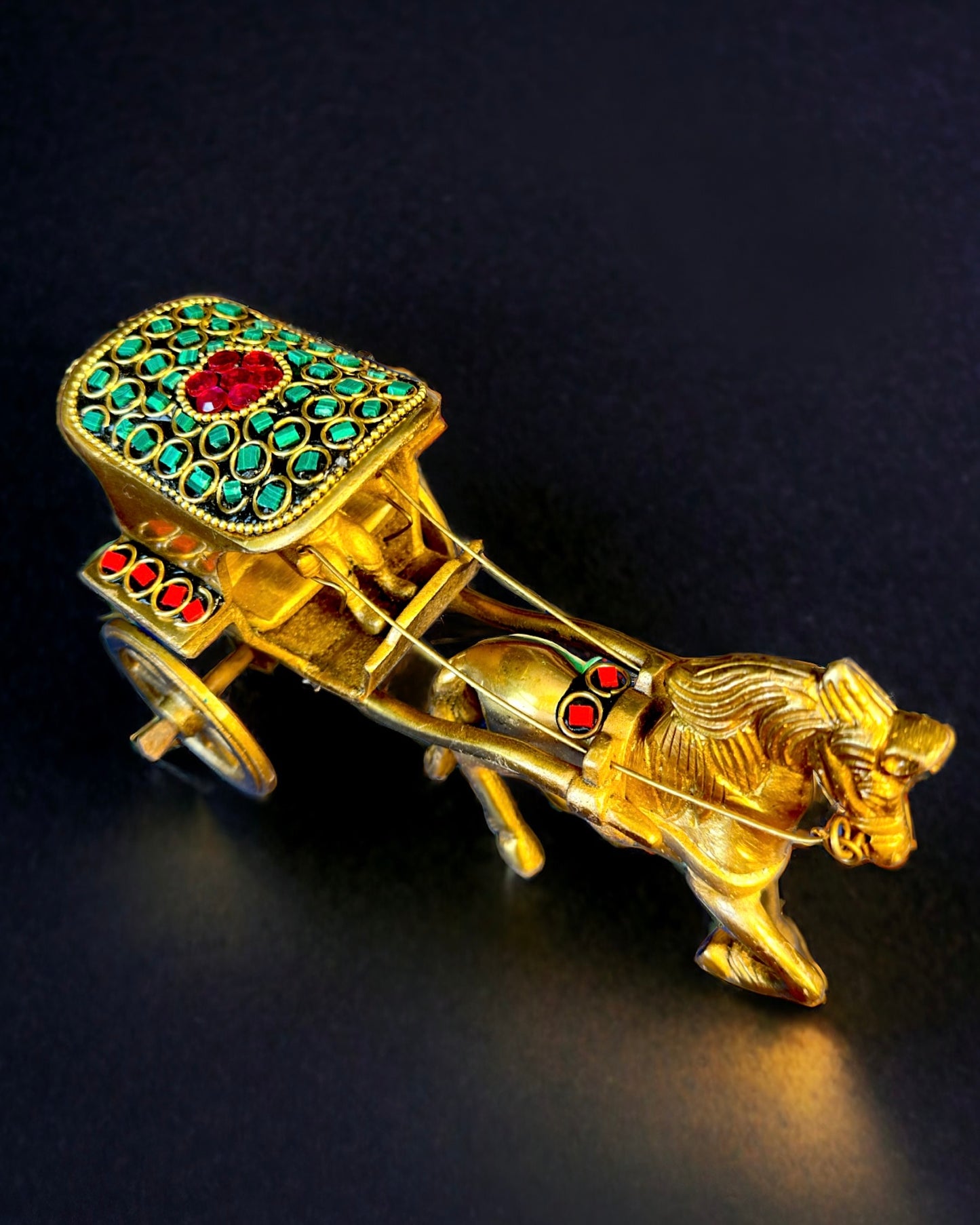 Brass Horse Cart in Multicolour Stone Roof