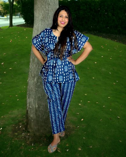 Handblock Bagru Print Kaftan Co-ord Set