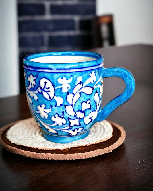 Blue Pottery Tea Coffee Mug Turquoise Blue Small- 3 inch