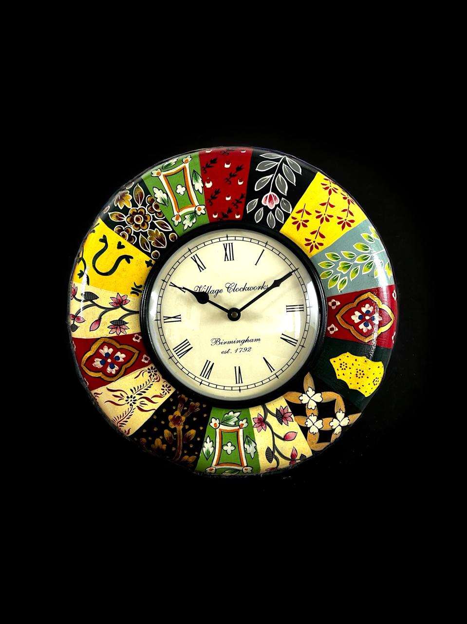 Handpainted Wooden Wall Clock