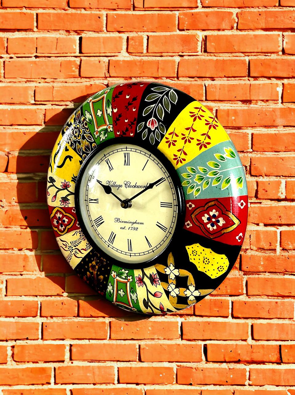 Handpainted Wooden Wall Clock