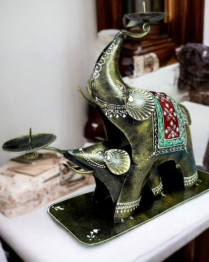 Elephant in Elephant Hand-painted Candle Holder