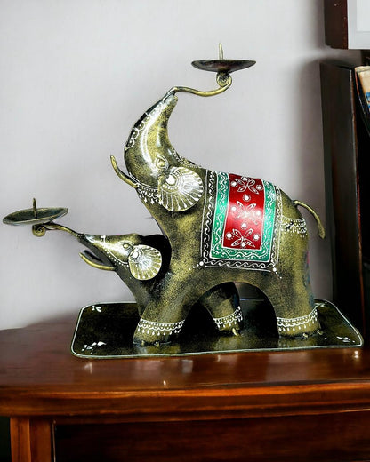 Elephant in Elephant Hand-painted Candle Holder