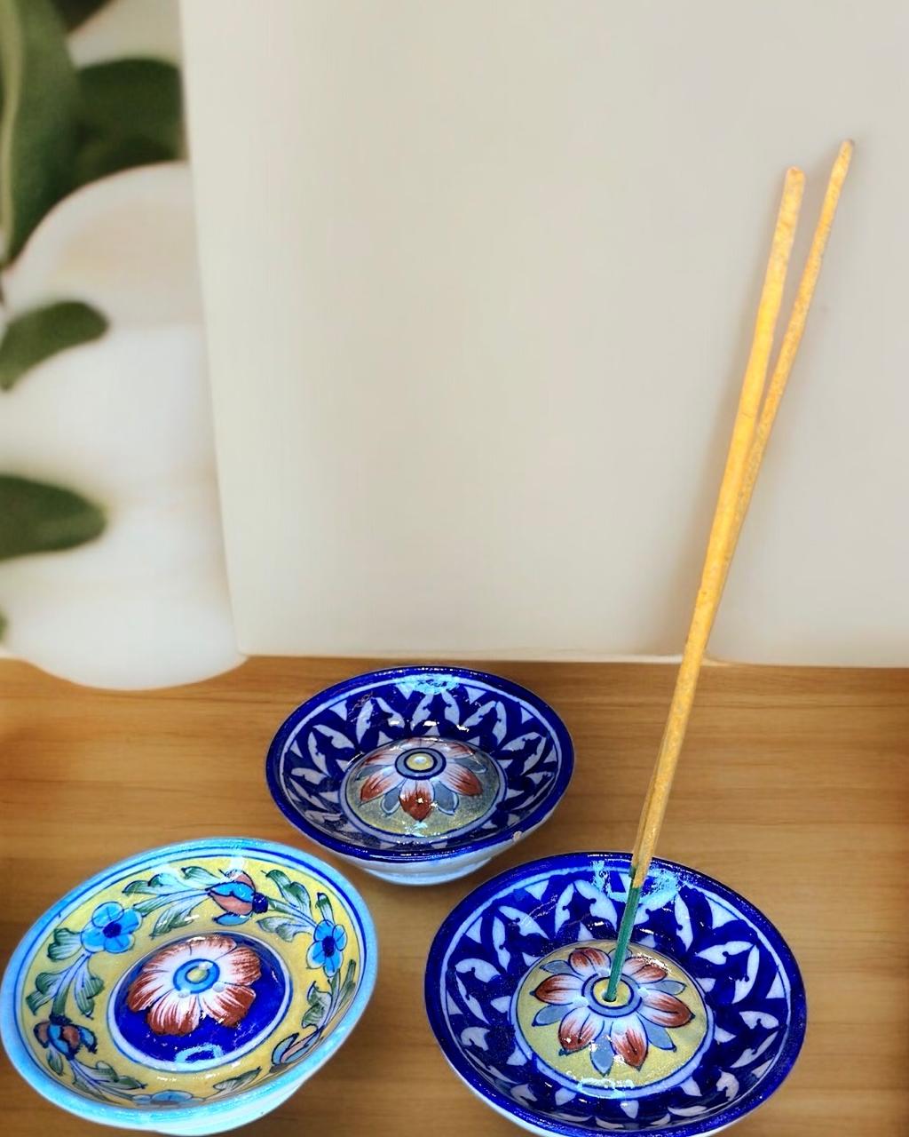 Handcrafted Blue Pottery Incence Stick Stand (price of 1 piece)