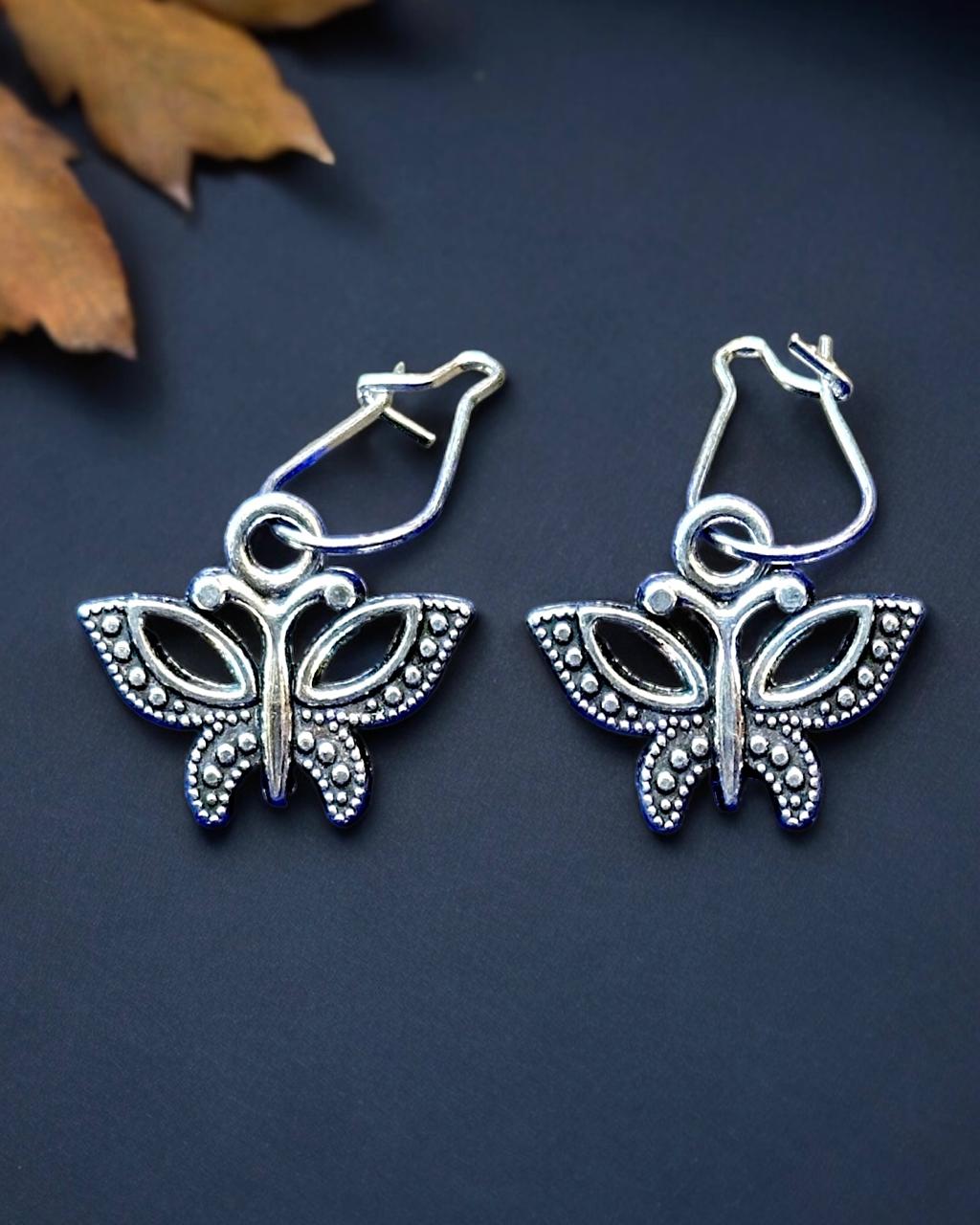 Hanging Butterfly Tiny Trinket Oxidised Earrings