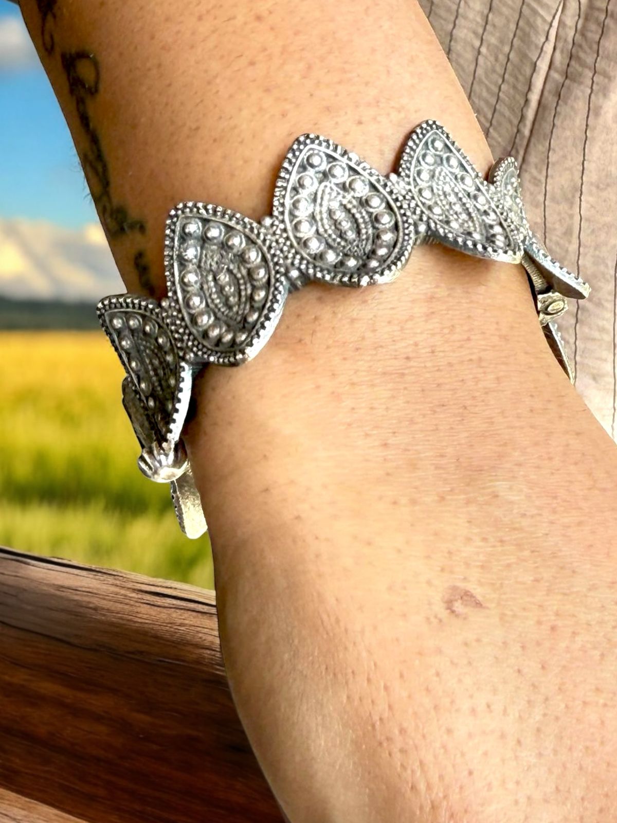 Handcrafted Oxidised Brass Leaf Design Bracelet – Antique Finish Ethnic Jewelry for Women