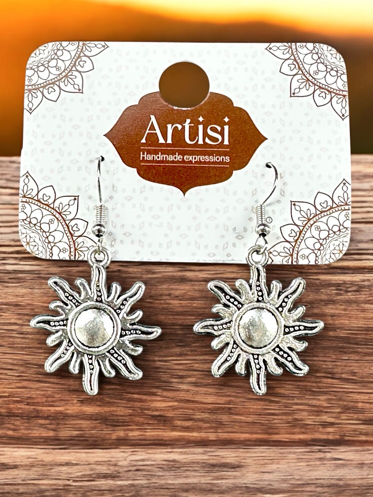 Oxidised Silver Sun Drop Earrings – Filigree Handcrafted Dangler Style Ethnic Jewelry for Women