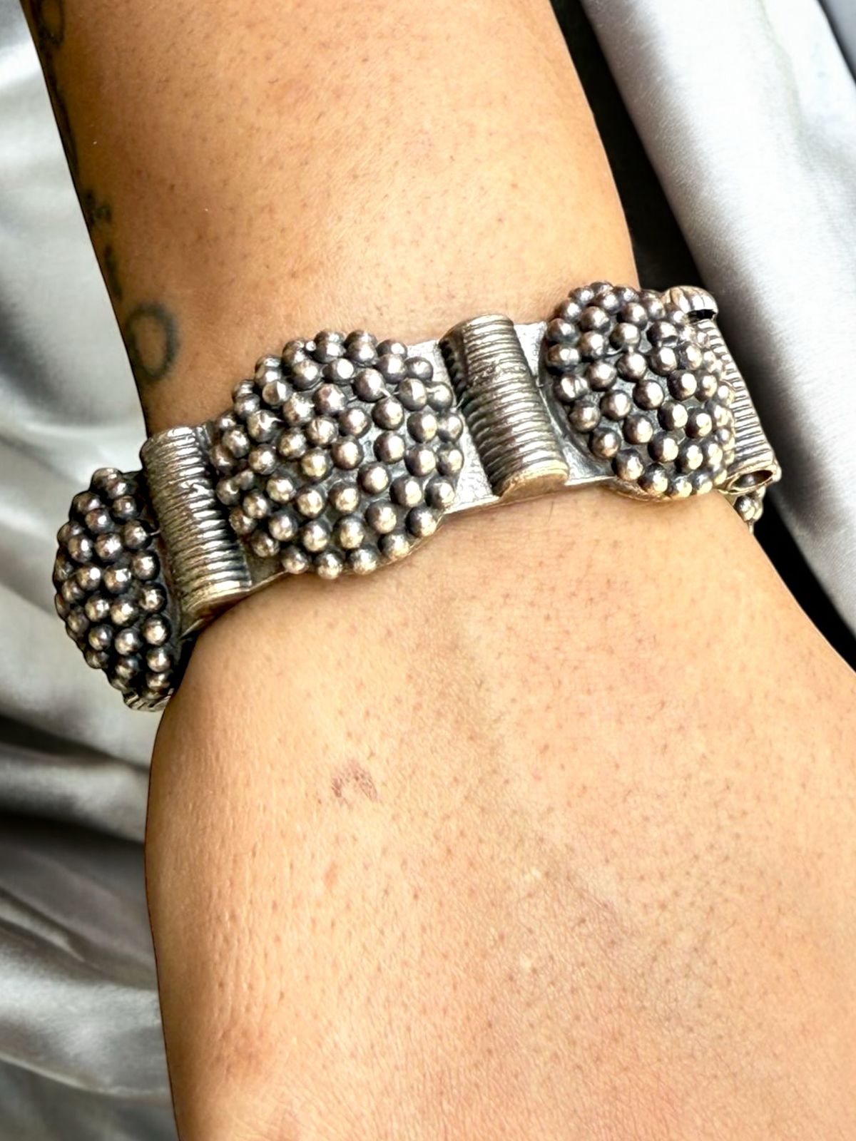 Handmade Oxidised Brass Beaded Kada Bracelet for Women – Free Size Ethnic Indian Bangle