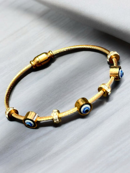 Evil Eye Bracelet in Rose Gold | Anti-Tarnish Finish | Adjustable Unisex Protection Charm Jewelry