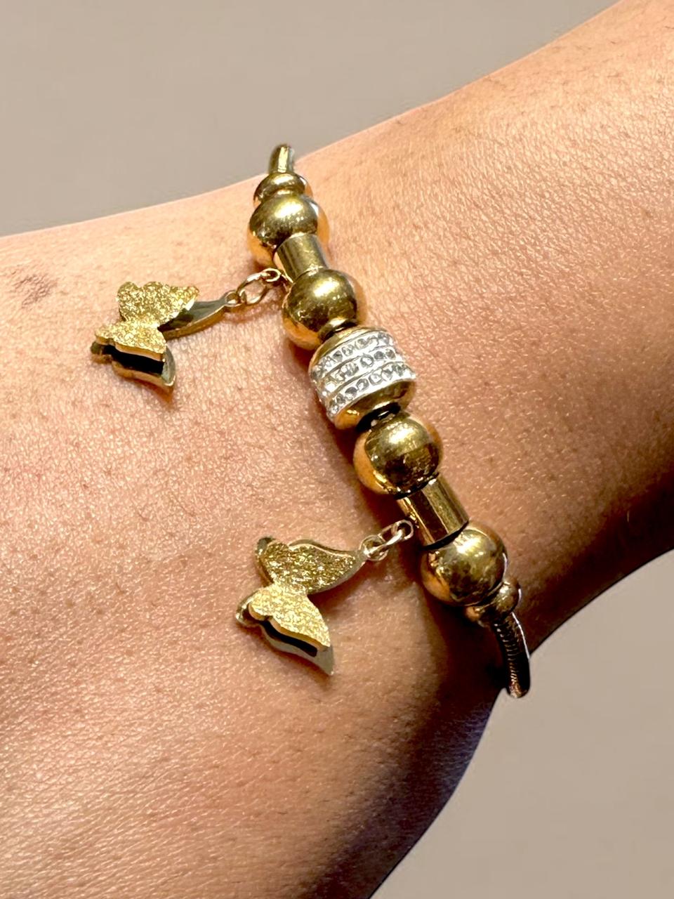 Butterfly Charm Bracelet in Gold Tone | Anti-Tarnish Finish | Handcrafted Adjustable Women’s Jewelry