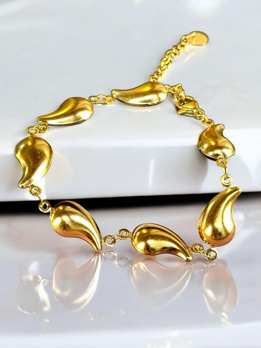 Ambi-Shaped Bracelet for Women | Gold Tone | Anti-Tarnish Finish | Adjustable Handcrafted Indian Jewelry