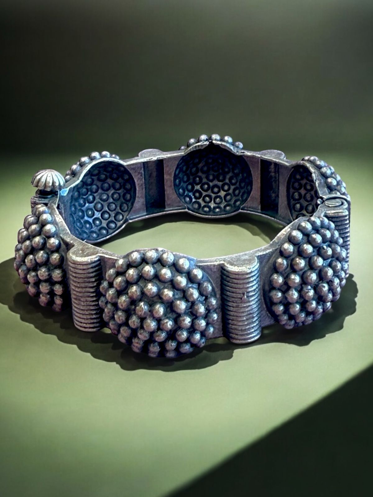 Handmade Oxidised Brass Beaded Kada Bracelet for Women – Free Size Ethnic Indian Bangle