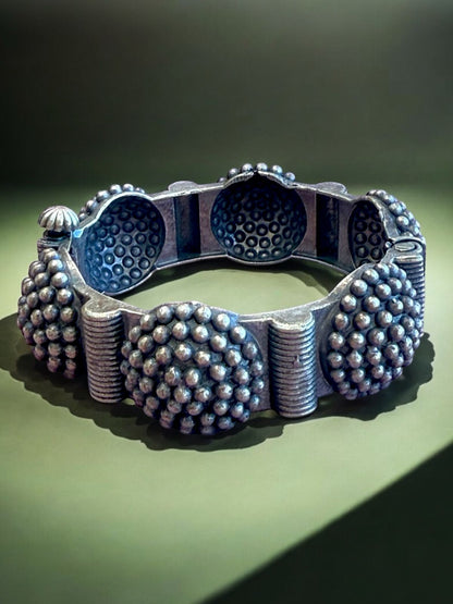 Handmade Oxidised Brass Beaded Kada Bracelet for Women – Free Size Ethnic Indian Bangle