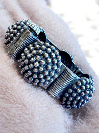 Handmade Oxidised Brass Beaded Kada Bracelet for Women – Free Size Ethnic Indian Bangle