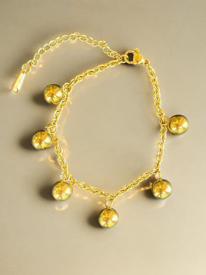 Ball Charm Bracelet for Women | Gold Tone | Anti-Tarnish Finish | Adjustable Handcrafted Jewelry