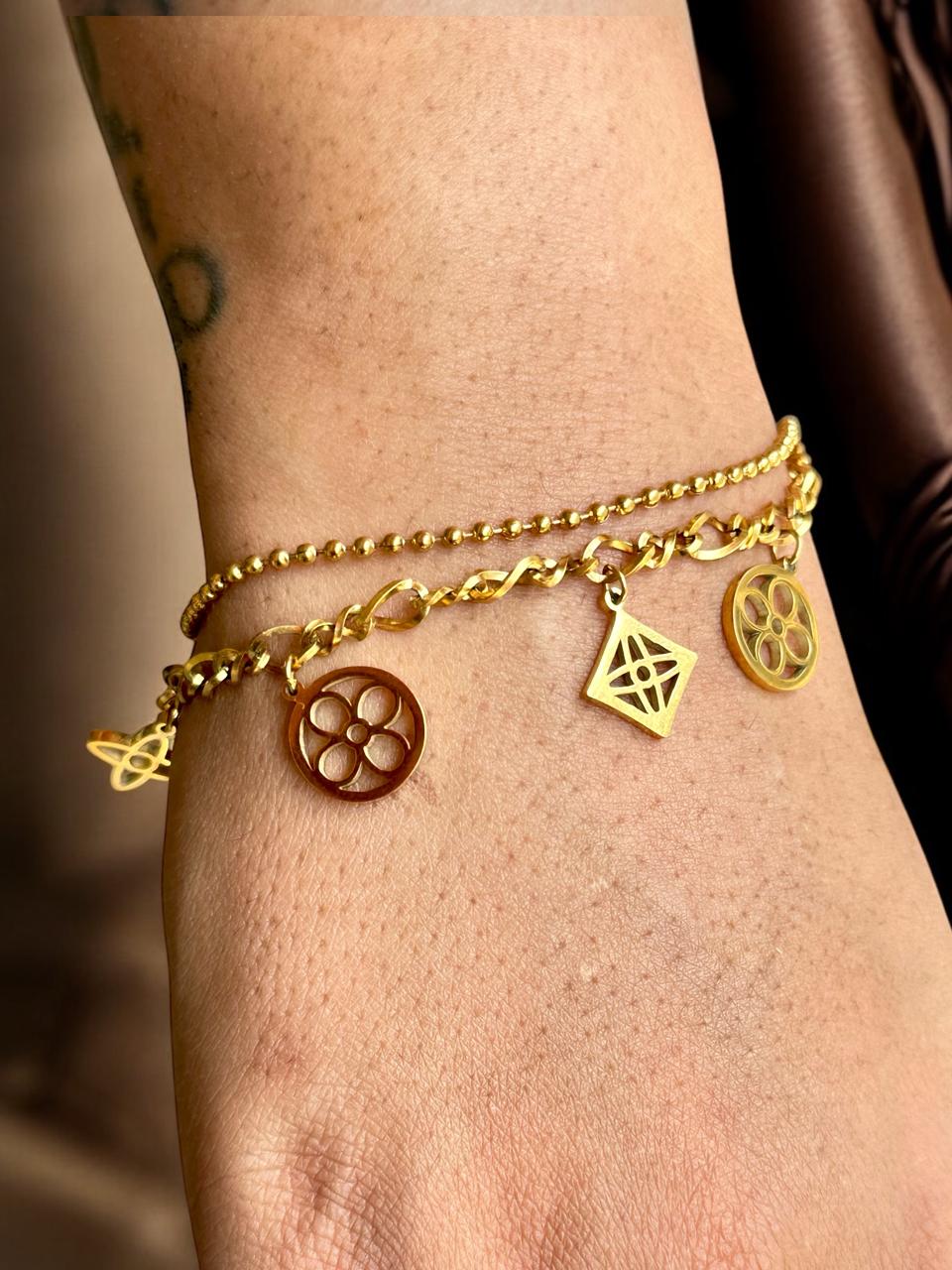 Assorted Charm Bracelet for Women | Gold Tone | Anti-Tarnish Finish | Adjustable Handcrafted Jewelry