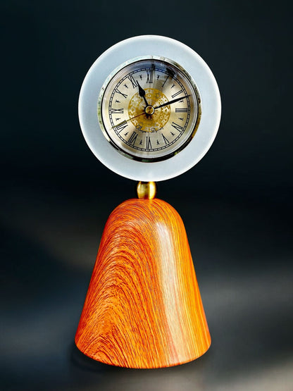 Majestic Timepiece: Roman Style Clock with Wood-Toned Base