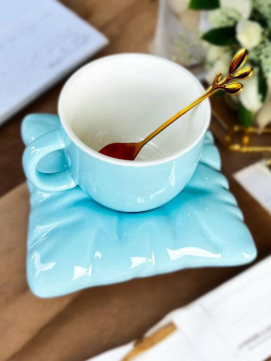 Tea-Time Elegance: Mug, Saucer & Spoon Set