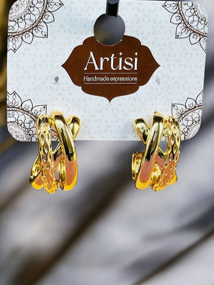 Luxe Layers: Imported Golden Multi-Ring Earrings