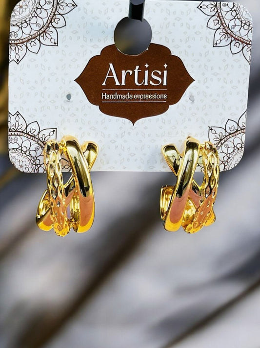 Luxe Layers: Imported Golden Multi-Ring Earrings