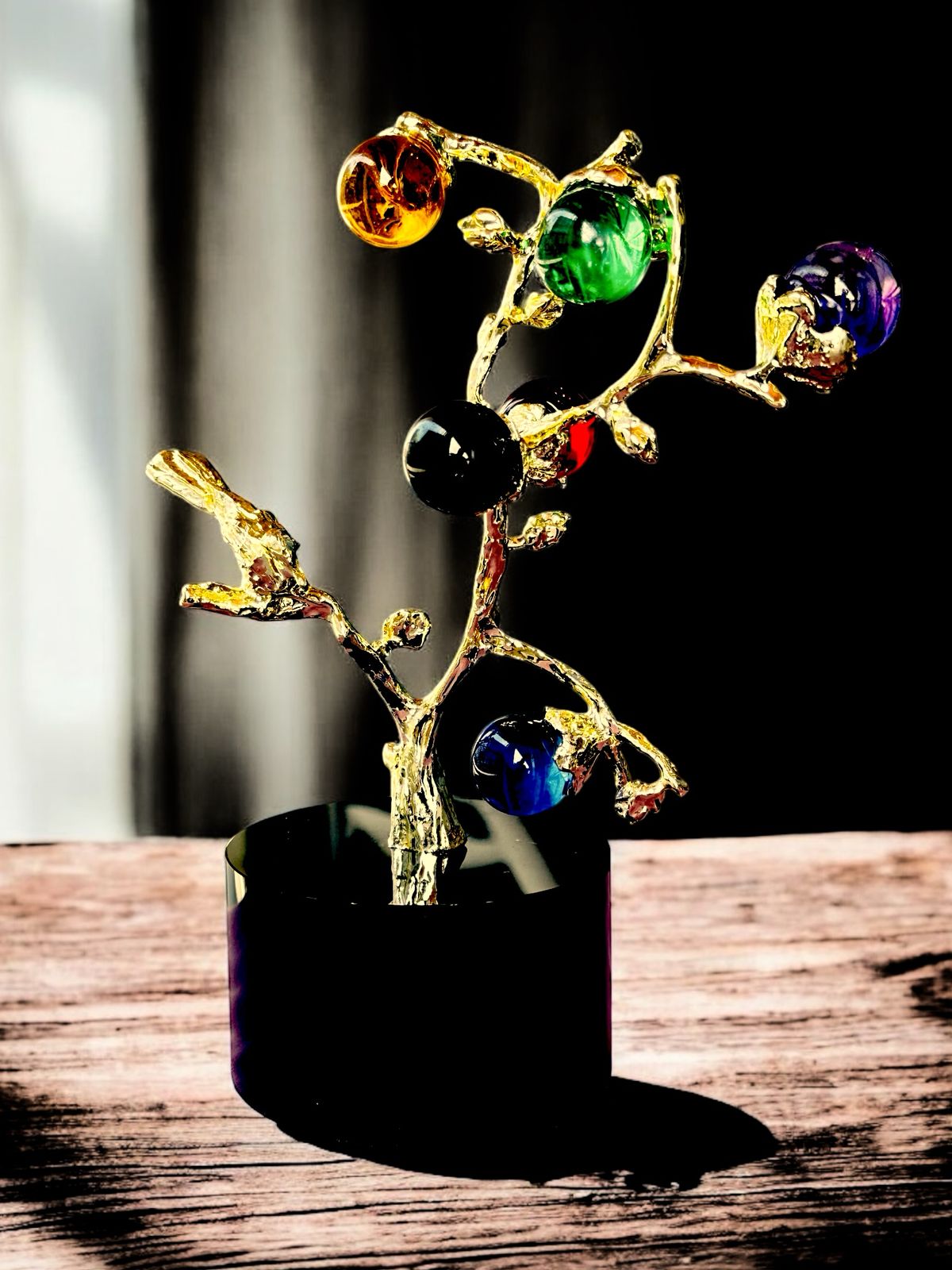 Golden Grace: Tree Decor with Crystal Balls and Birds