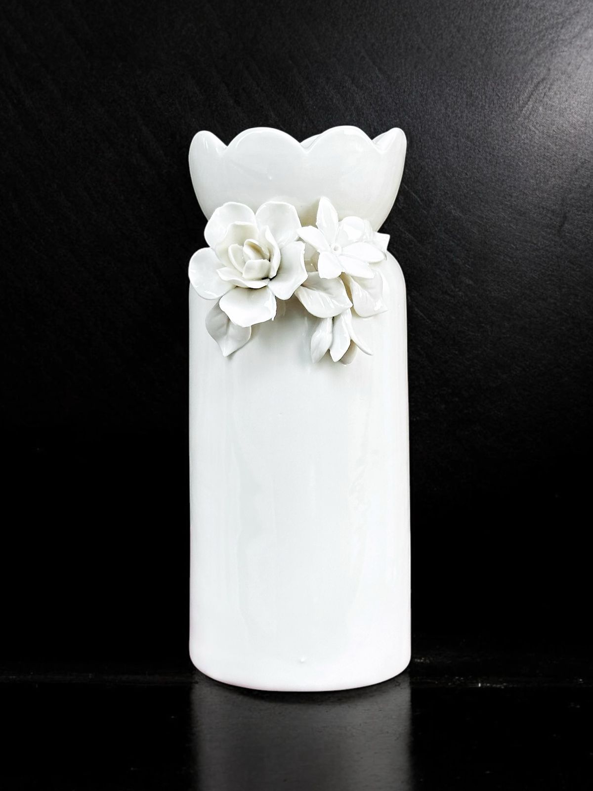 Ceramic Flower Vase - White (8 Inch) | Elegant & Minimalist Home Décor