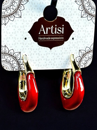 Radiant Glam: Imported Red-Toned Golden Earrings