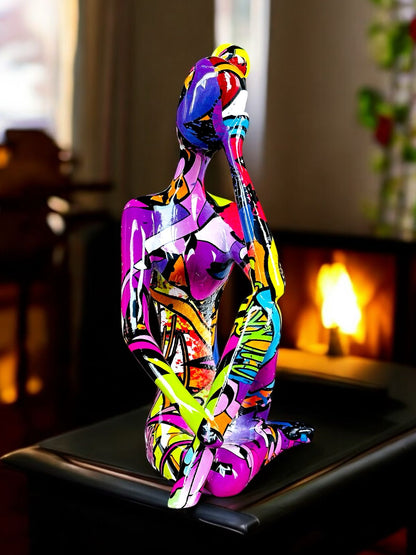 Abstract Thinker Woman in Resin – 7.5 Inch | Modern Art Décor