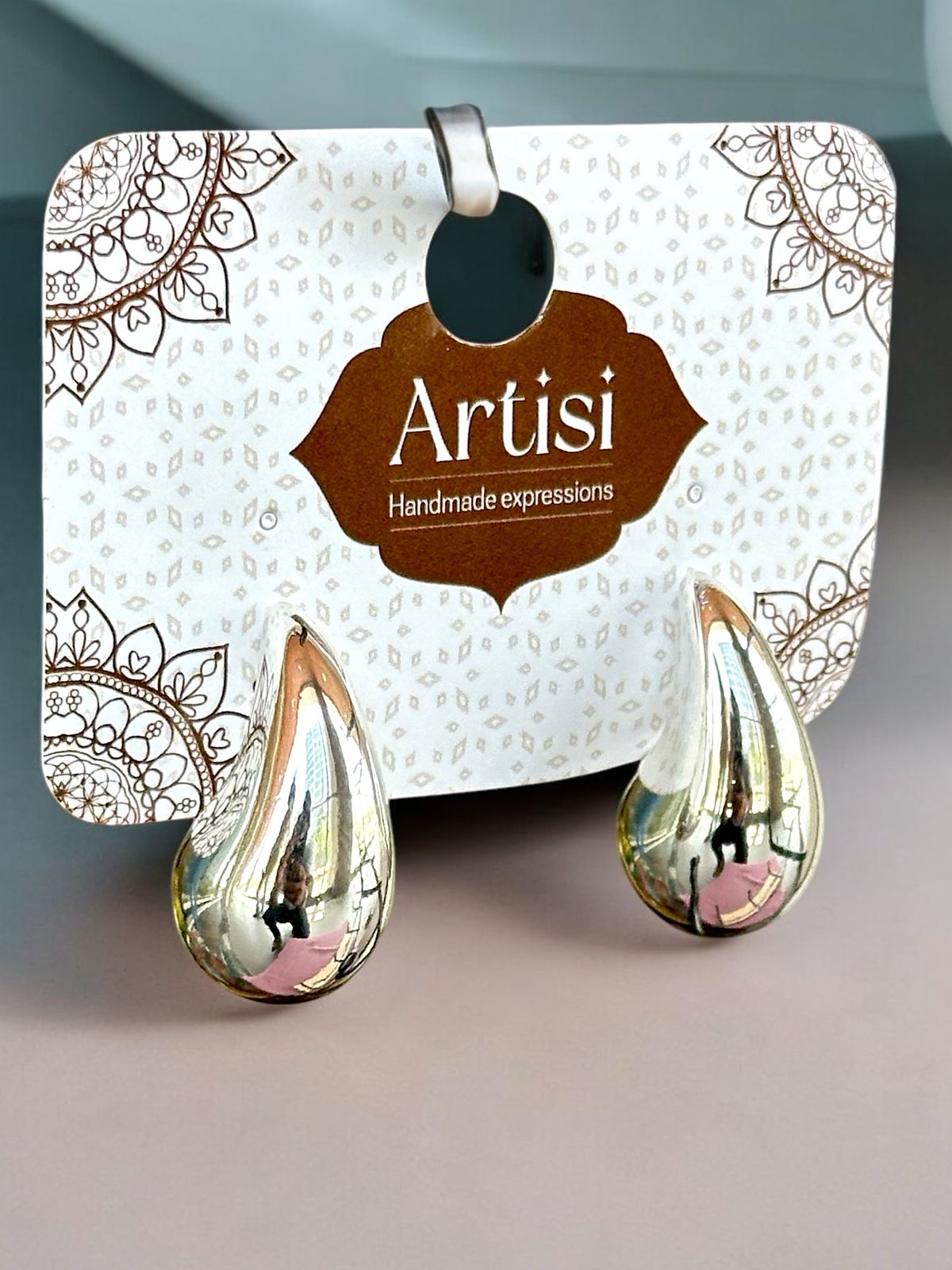 Ambi-Shaped Stud Earrings | Silver Tone | Anti-Tarnish Finish | Handcrafted Ethnic Studs for Women