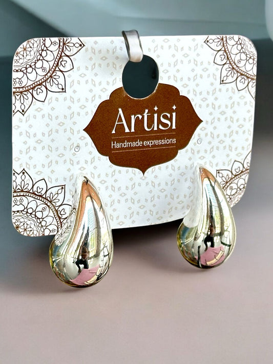 Ambi-Shaped Stud Earrings | Silver Tone | Anti-Tarnish Finish | Handcrafted Ethnic Studs for Women