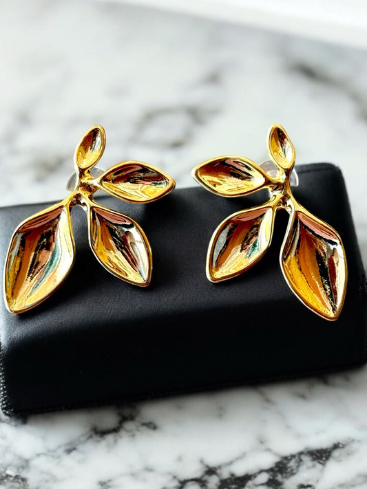 Petal Dazzle Stud Earrings | Gold Tone | Anti-Tarnish Finish | Elegant Floral Studs for Women