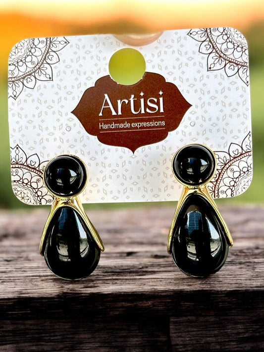 Black and Gold Contrast Earrings | Anti-Tarnish Imported Finish | Statement Dangle Earrings for Women